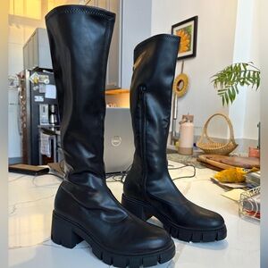 Madden Girl Black Knee High Lug Sole Boots Size 6.5 NWOT